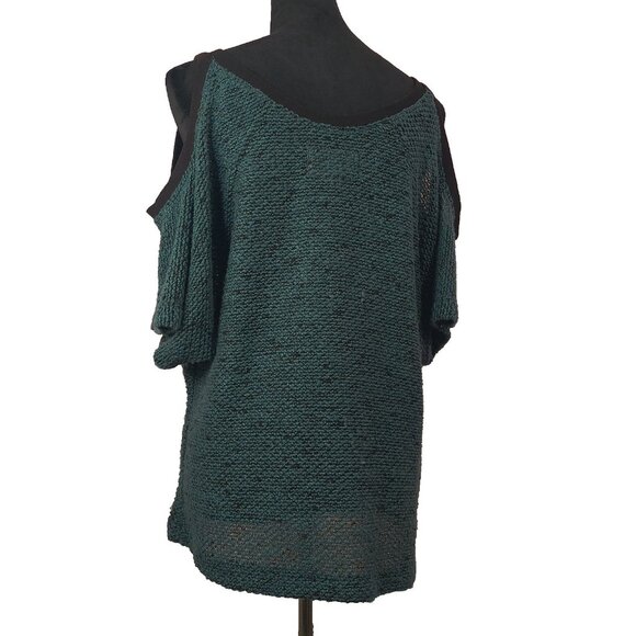 BCBGeneration Womens Top Teal Knit Sweater Blouse Cold Shoulder Size Medium - Picture 11 of 16